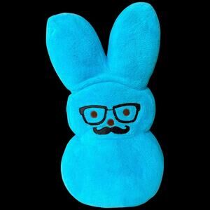 Sir PEEPS Jumbo 38" Blue Plush Bunny Easter Glasses Mustache Limited Edition